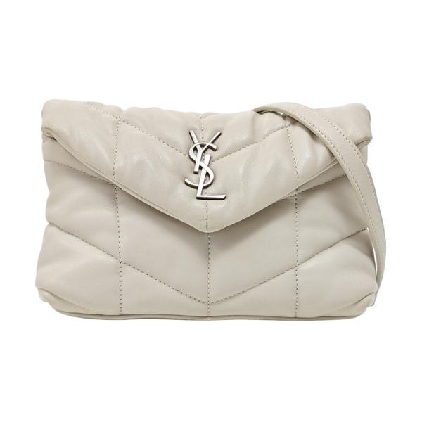 PUFFER Mini Chevron Lambskin White