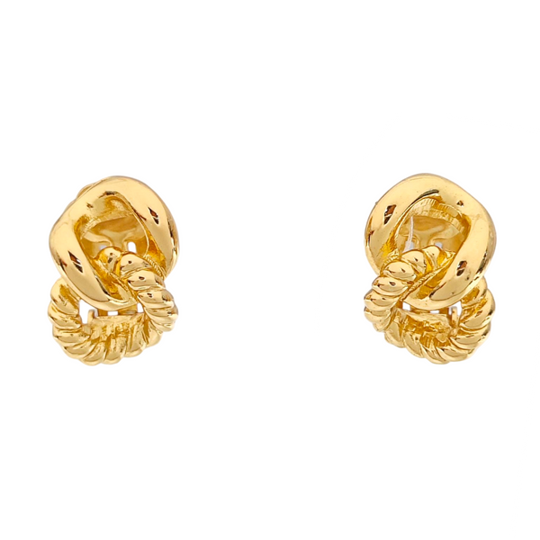 Twist Round Metal Gold Clip On Earrings