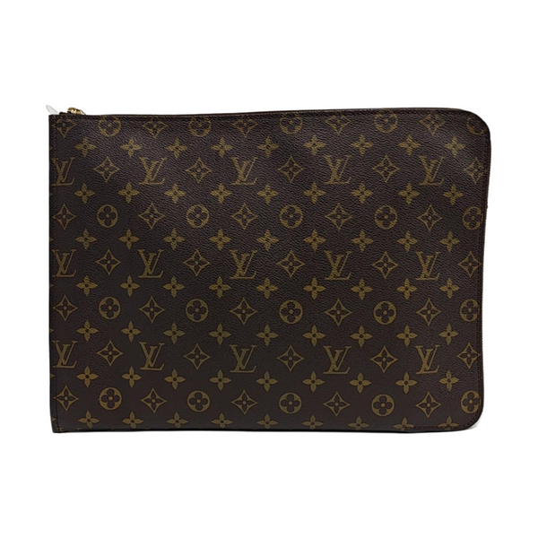 Monogram Coated Canvas Clutch Brown