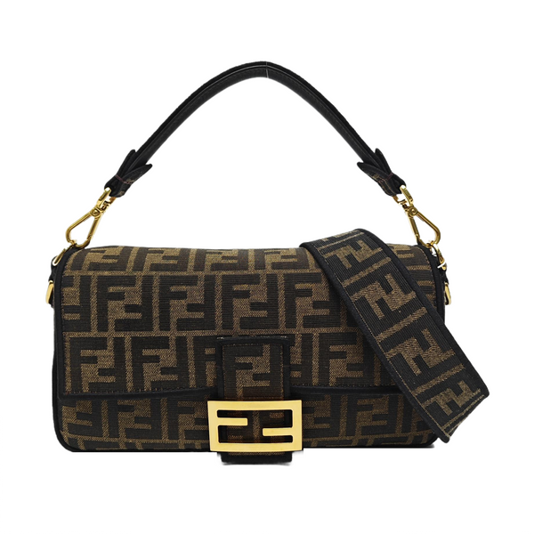 Bolso baguete de lona mediana marrón