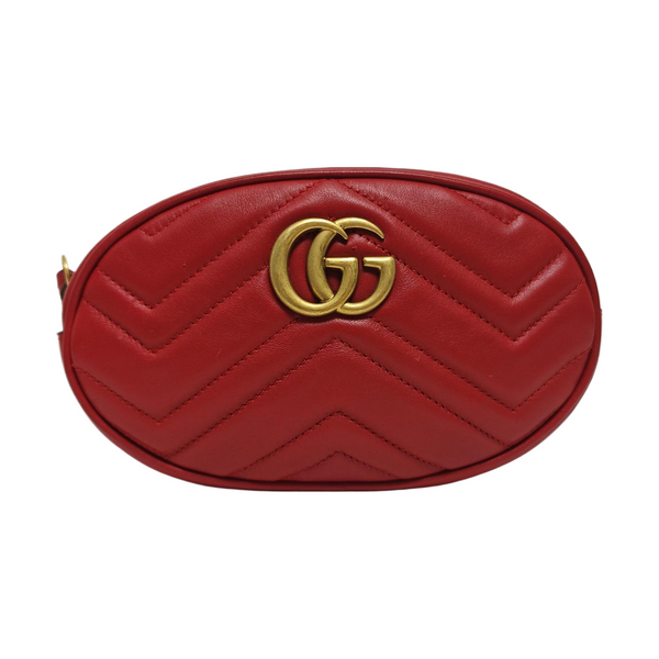 Authenticated pre-owned GG Marmont Quilted Calfskin Red - Belt Bag at Looply