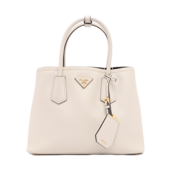 Double Medium Saffiano Calfskin White