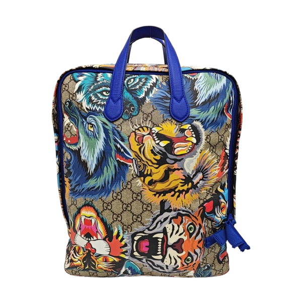 Coated Canvas Backpack Blue