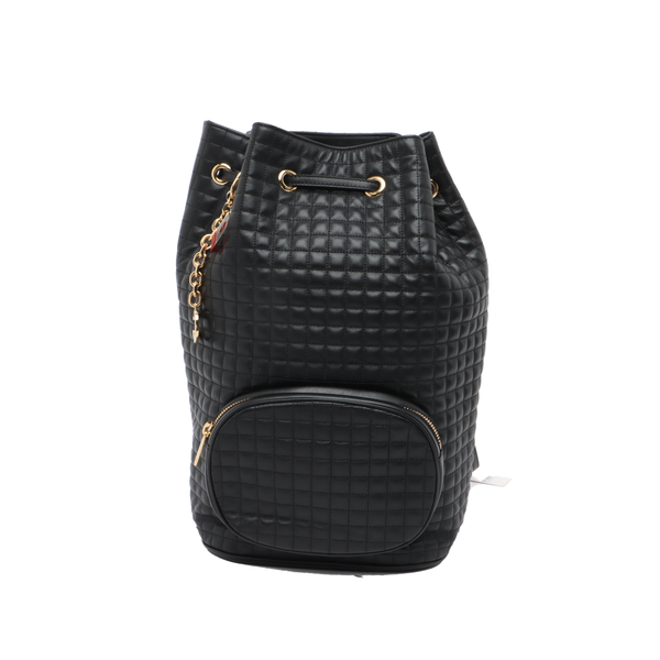 C CHARM Quilted Calfskin Black