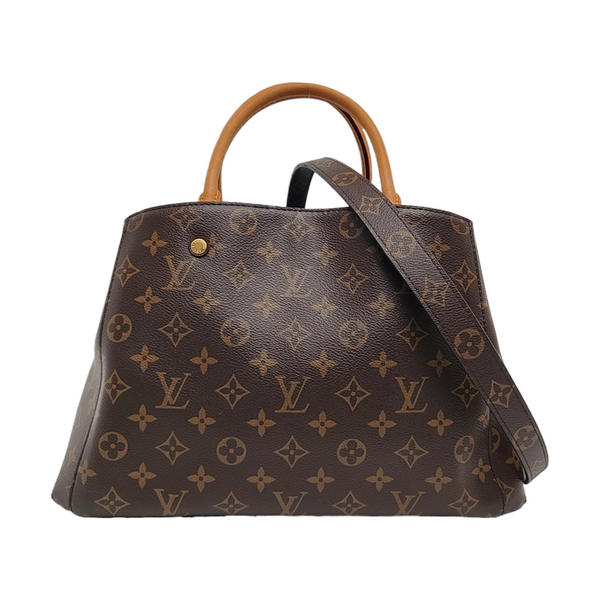 MONTAIGNE MM Monogram Coated Canvas Brown
