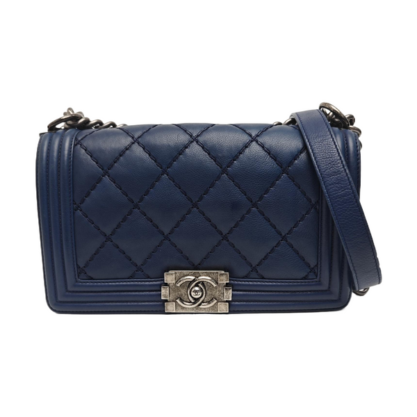 BOY CHANEL Medium Quilted Calfskin Blue