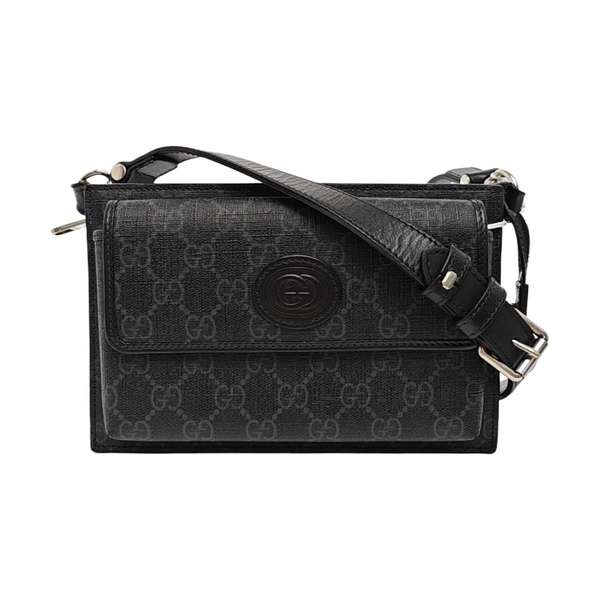 GG Messenger Monogram Coated Canvas Black
