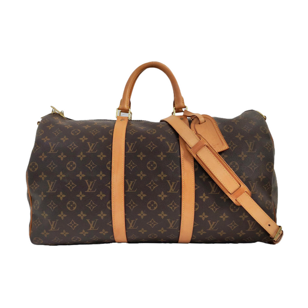 KEEPALL 50 Monogram Coated Canvas Brown