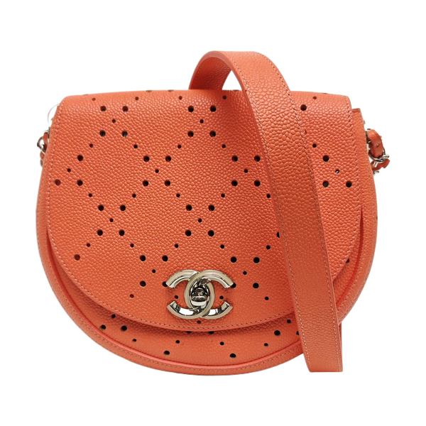 SADDLE Quilted Grained Calfskin Orange