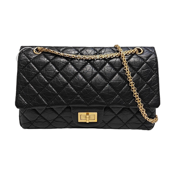 2.55 Maxi Quilted Waxed Cafskin Black