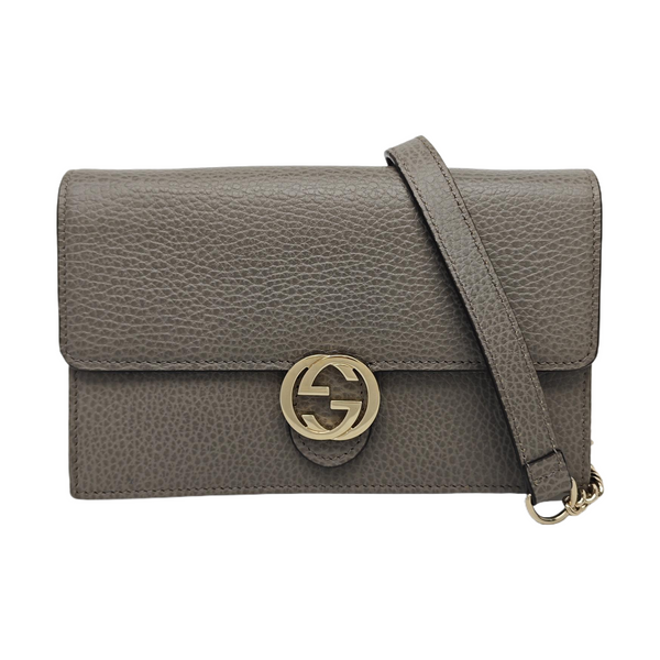 Interlocking G Small Calfskin Gray