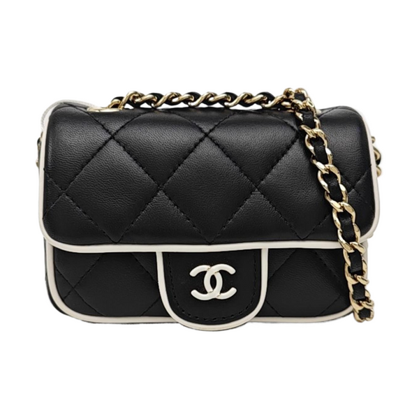 Quilted Lambskin Shoulder Bag Black
