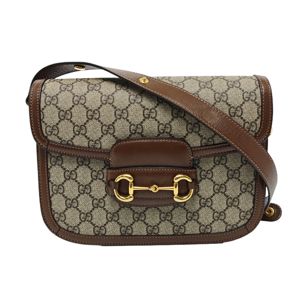 Horsebit 1955 Medium Monogram Coated Canvas Beige