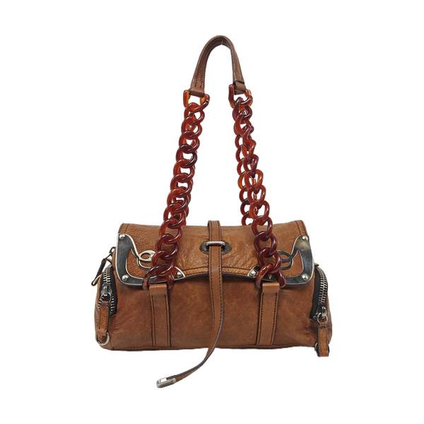 Lambskin Shoulder Bag Brown
