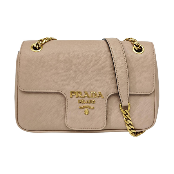 Saffiano Calfskin Shoulder Bag Brown
