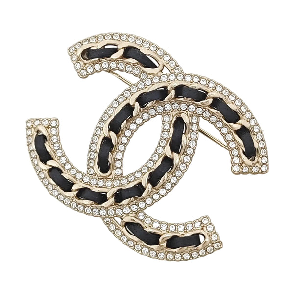 CC Logo Metal Gold Brooch