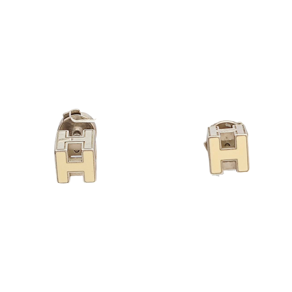 Cage D'h Metal White Stud Earrings