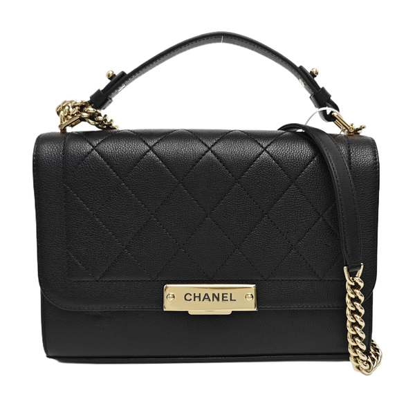LABEL CLICK Medium Quilted Calfskin Black