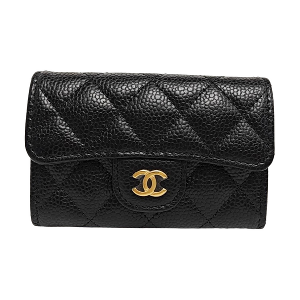 CLASSIC FLAP Quilted Grained Calfskin Black Wallet