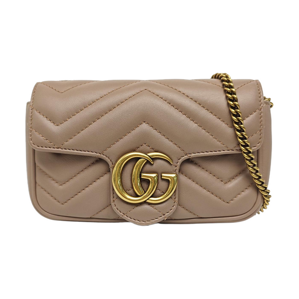 GG Marmont Mini Quilted Calfskin Beige
