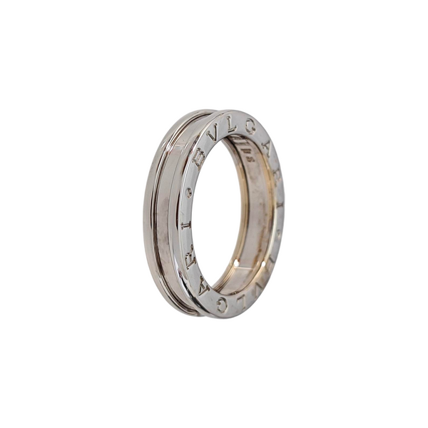 B.ZERO1 18k White Gold Silver Ring EU 56