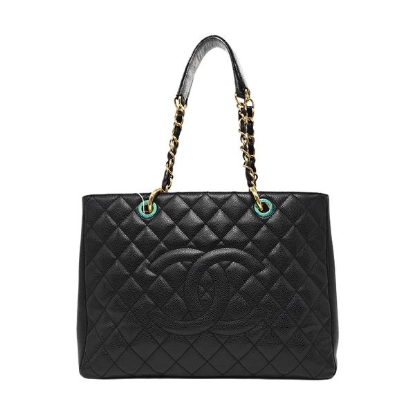 CHANEL GST Large Quilted Grained Calfskin Black