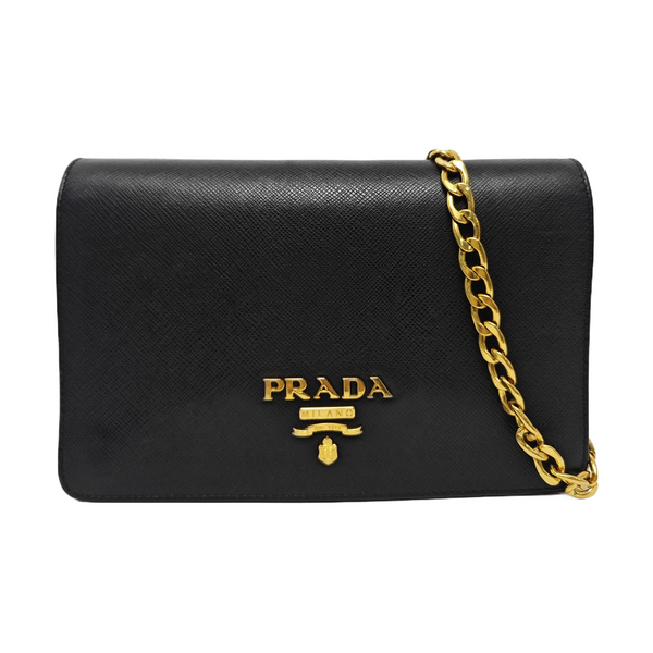 Saffiano Calfskin Shoulder Bag Black