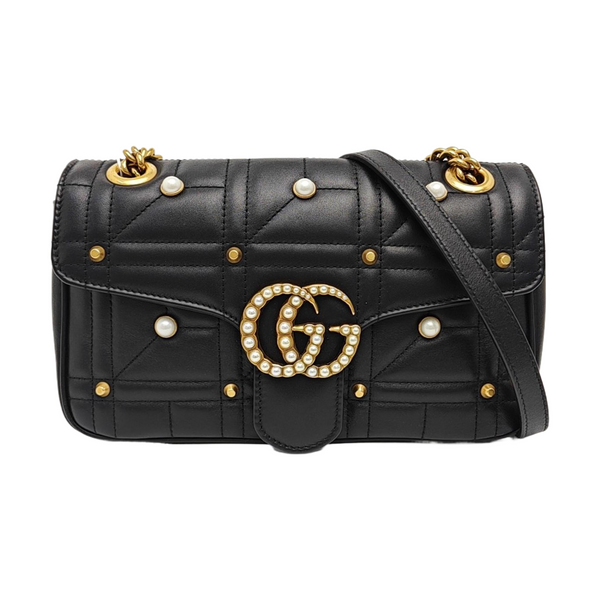 GG Marmont Medium Quilted Calfskin Black
