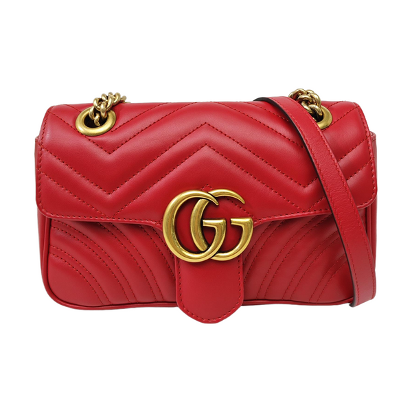 GG Marmont Small Quilted Calfskin Red