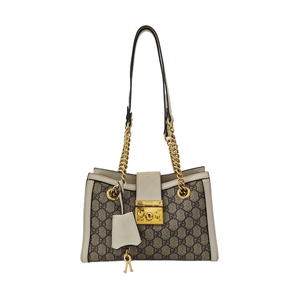 Padlock Small Monogram Coated Canvas Beige