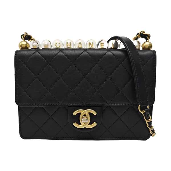 Quilted Lambskin Crossbody Bag Black