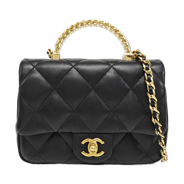 Quilted Lambskin Shoulder Bag Mini Black