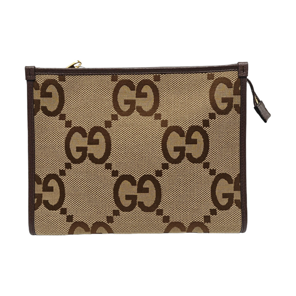 Monogram Fabric Clutch Brown