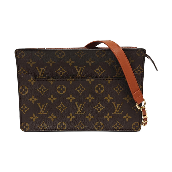 Monogram Coated Canvas Clutch Brown