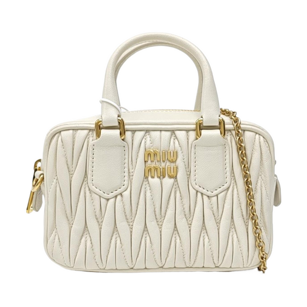 Arcadie Matelassé Mini Quilted Lambskin White