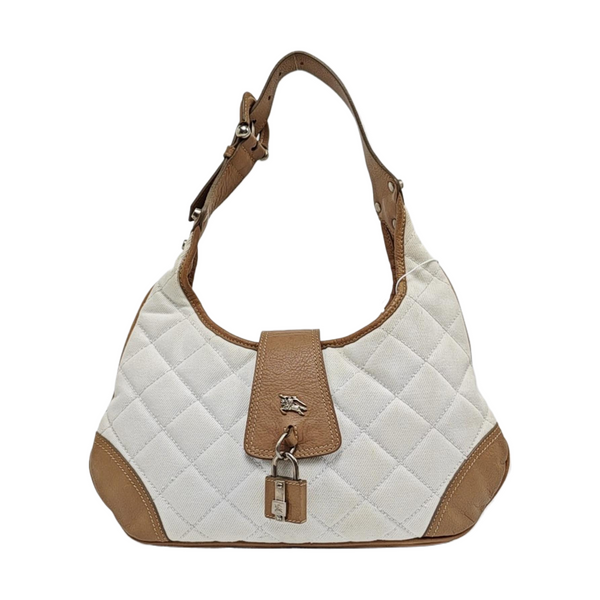 Quilted Canvas Shoulder Bag White