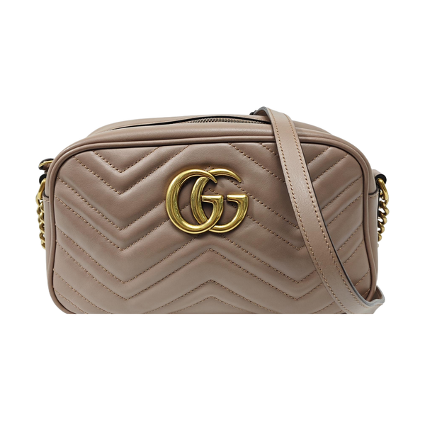 GG Marmont Small Quilted Calfskin Beige