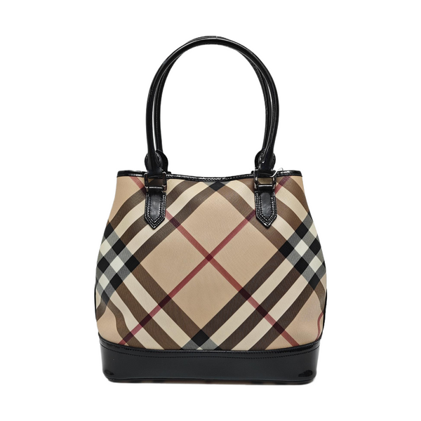 Coated Canvas Top Handle Bag Beige