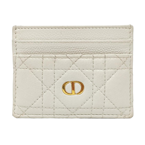 Lady Dior Cannage Calfskin White Card Holder