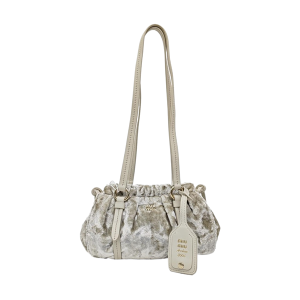 Velvet Top Handle Bag Gray