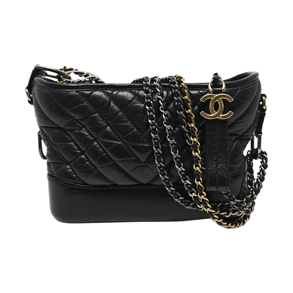 Authenticated pre-owned GABRIELLE Small Quilted Calfskin Black - Shoulder Bag at Looply