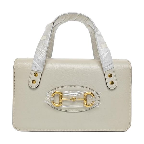 Authenticated pre-owned Horsebit 1955 Calfskin White - Top Handle Bag at Looply