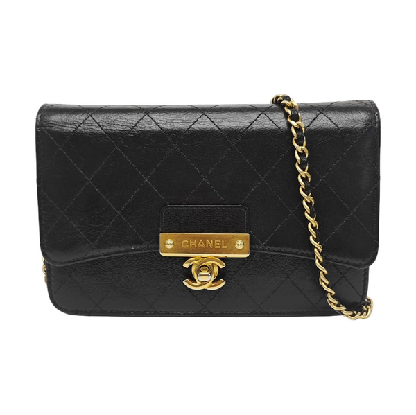 Quilted Calfskin Shoulder Bag Black