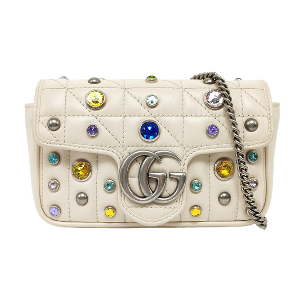 Authenticated pre-owned GG Marmont Mini Quilted Calfskin White - Crossbody Bag at Looply