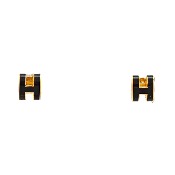 Pop H Metal Black Stud Earrings
