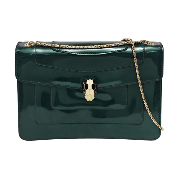 SERPENTI FOREVER Medium Quilted Patent Leather Green