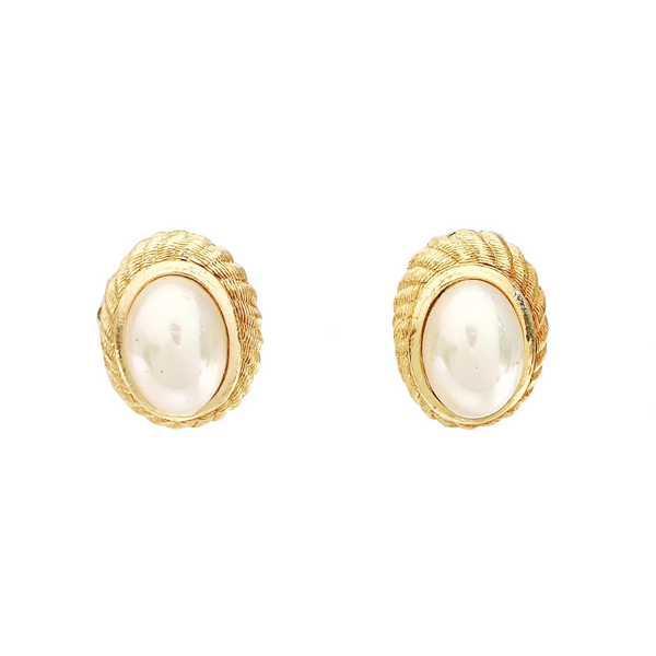 Twist Round Metal Gold Clip On Earrings