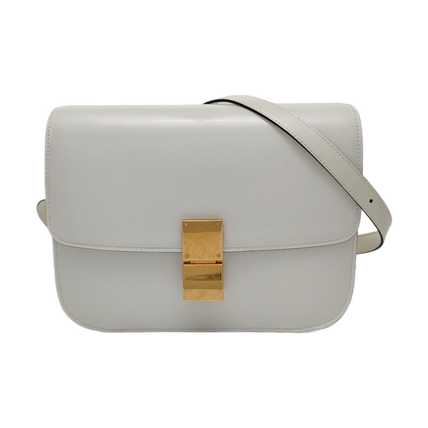 Authenticated pre-owned CLASSIC BOX Medium Calfskin White - Shoulder Bag at Looply