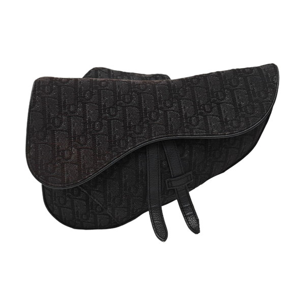 Saddle Medium Oblique Canvas Black