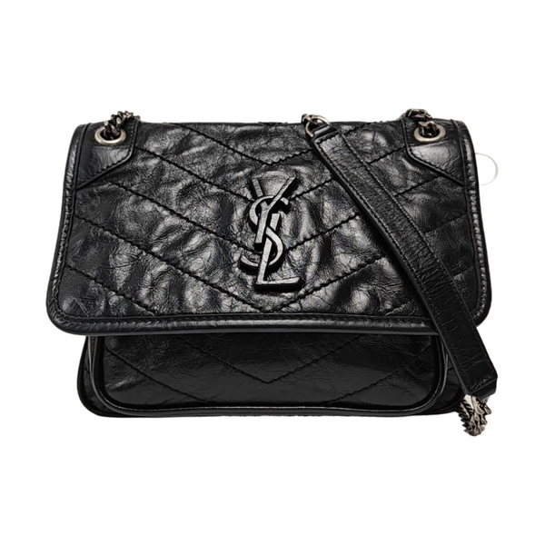 NIKI Small Chevron Calfskin Black